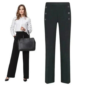 DKNY Women's High Waist Black Button-Detail Dress Pants Small sz 2